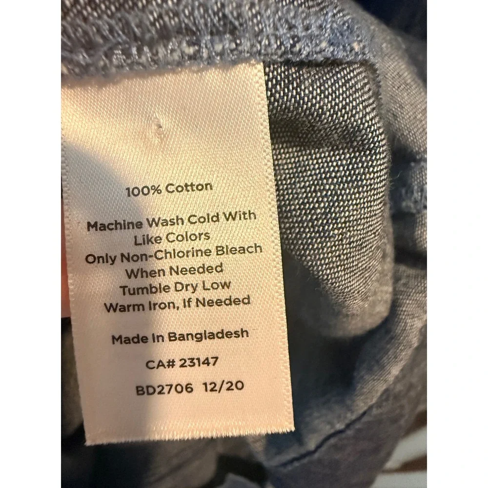 Talbots Petite Womens Blue Cotton Denim Square Neck Button Sleeve Dress 6P - Picture 6 of 9